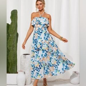 Floral Strapless Maxi Dress
